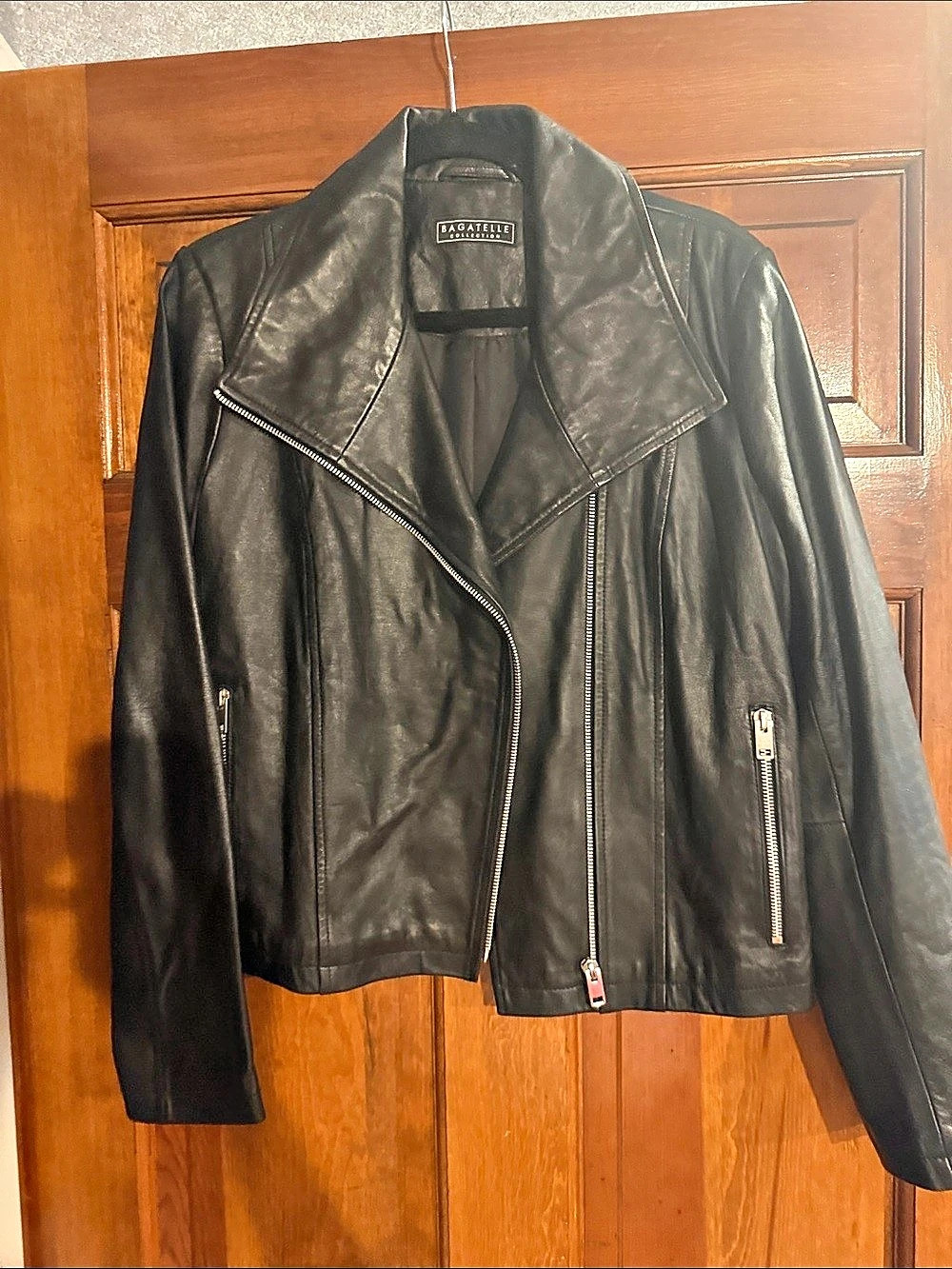 Women's Black Leather Moto Jacket Like New Bagatelle collection nwot never worn